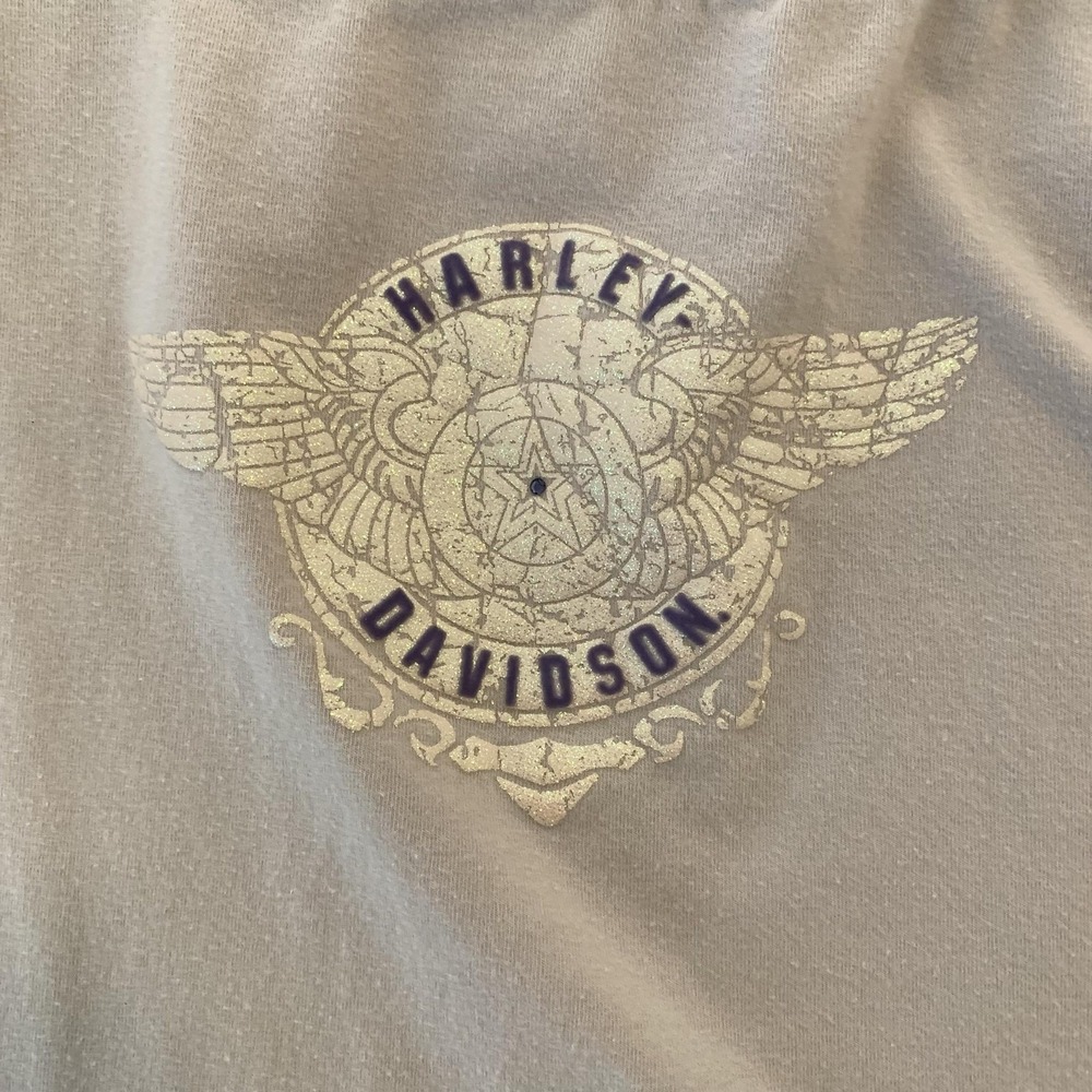 Harley-Davidson Shirt Womens Large Beige Lace Trim Graphic Tank Camisole Top